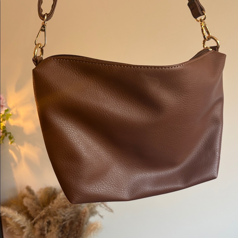 Mia K Collection Hobo Crossbody | Brown | Minimal & Versatile | Like-New - Picture 3 of 12